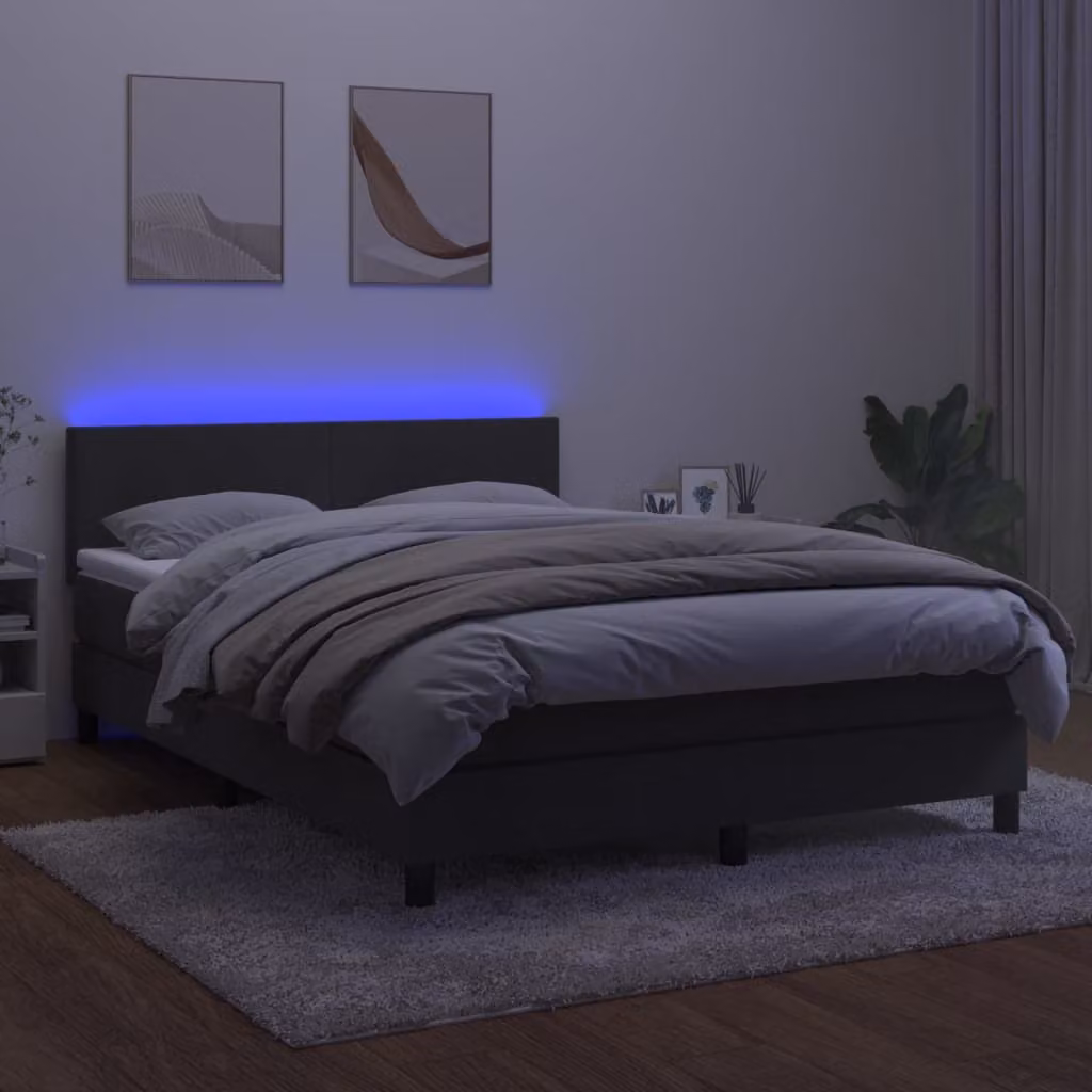 Maison Exclusive - Letto a Molle con Materasso e LED Grigio Scuro 140x190 cm