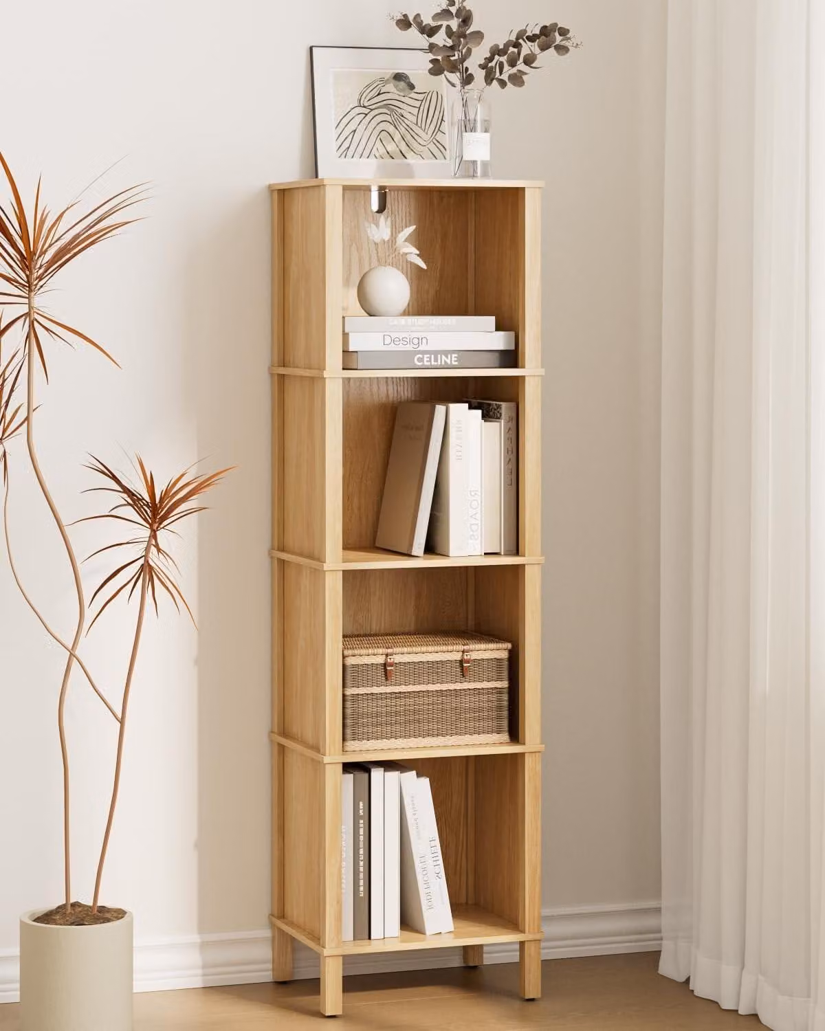 Libreria a 5 ripiani - Libreria angolare - Scaffale portaoggetti per soggiorno/ufficio/camera da letto - Multifunzionale - Salvaspazio - Struttura robusta