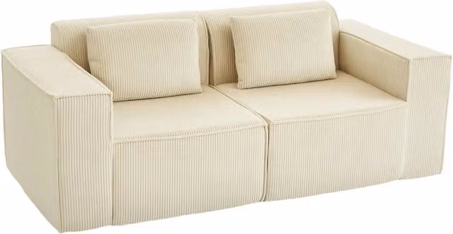 Divano 3 Posti Trapuntato in Velluto ¨C Zephmum ¨C Beige