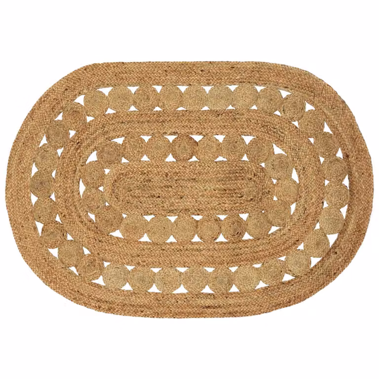 Tappeto da area moderno in juta vidaXL, rettangolare, beige e marrone, L 100 cm x P 152 cm