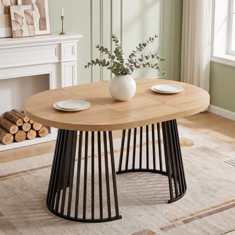 Tavolo allungabile Flieks con struttura telescopica a due sezioni, piano rinforzato, tavolo da pranzo, tavolo da cucina 100/138/176 x 100 x 76 cm, color rovere + nero