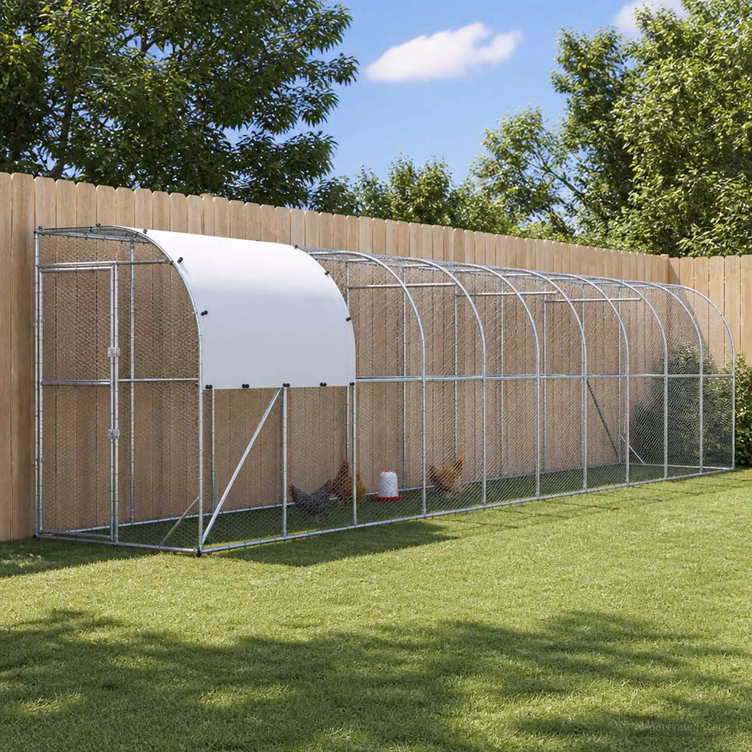 vidaXL Gabbia per Polli Contro il Muro Argento 1000 x 150 x 215 cm