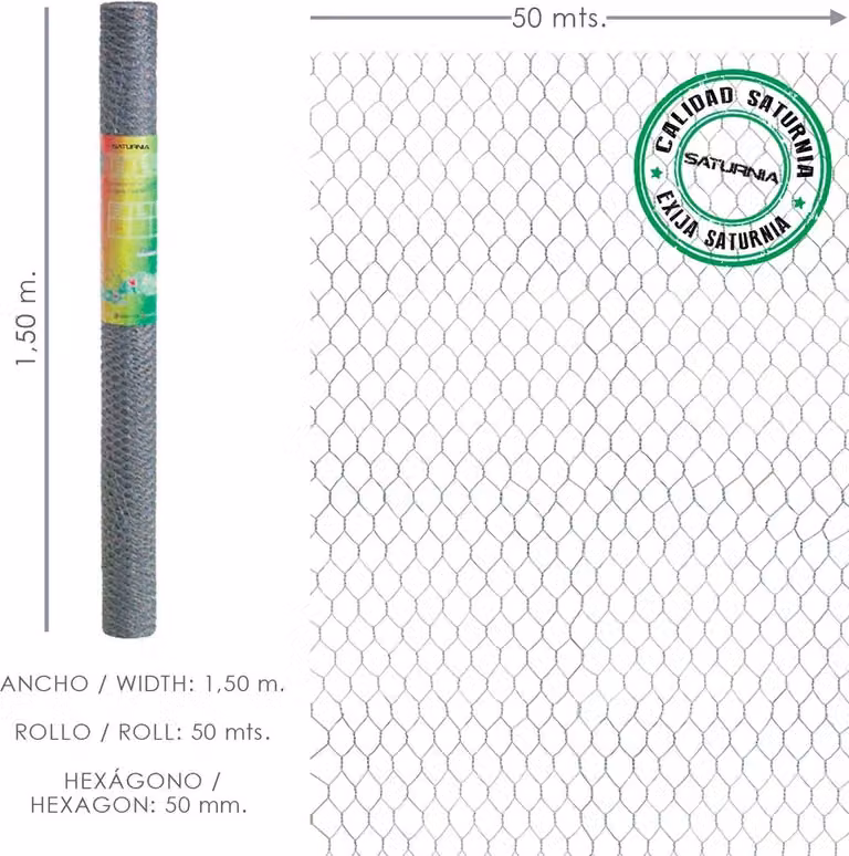 Rete metallica a tripla torsione 50/150 cm. rotolo da 50 metri per uso domestico