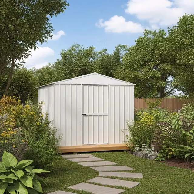 Box in Acciaio Zincato casetta attrezzi in lamiera 276x260cm x h2.12m - 110KG - 7,2mq- BIANCO