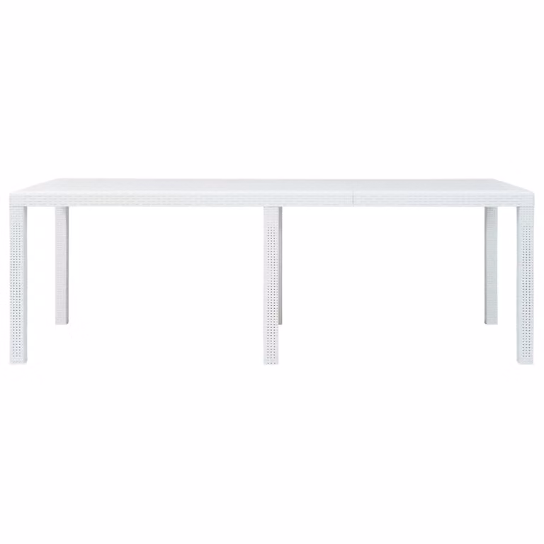 Tavolo da Giardino Bianco 220x90x72 cm in Plastica Stile Rattan
