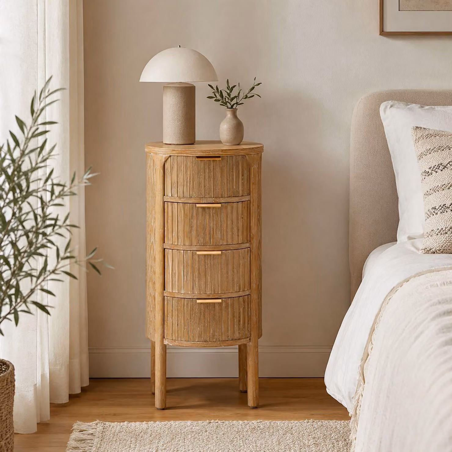 Falisa - Cassettiera, 38x34x82h cm Marrone Ciliegio, 4 Cassetti