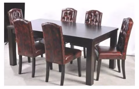 6x Chesterfield Polster Stuhl Stühle Komplette Garnitur Sitz Leder