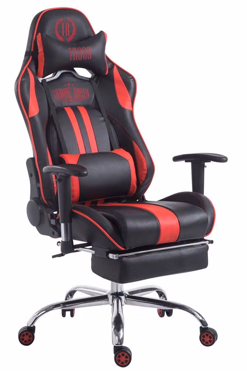 Sedia da ufficio da corsa Limit V2 in Pelle finta con poggiapiedi nero/rosso