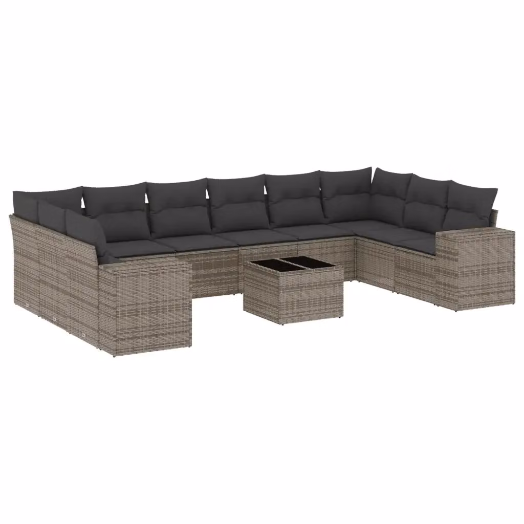 vidaXL Set Divani da Giardino 11 pz a Forma a L con Cuscini Grigio – 2