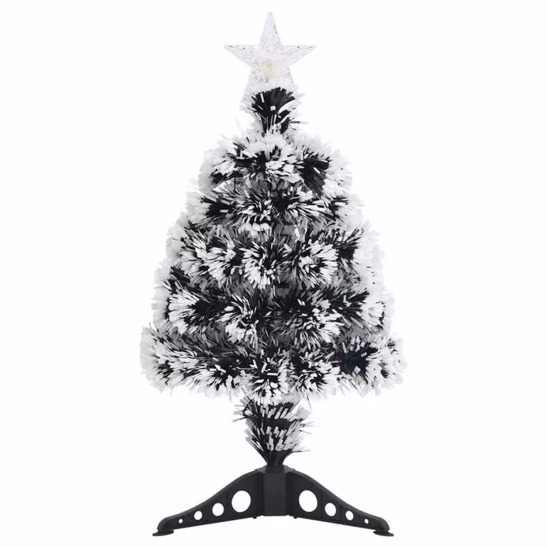 Albero di Natale Preilluminato Verde e Bianco 64cm Fibra Ottica