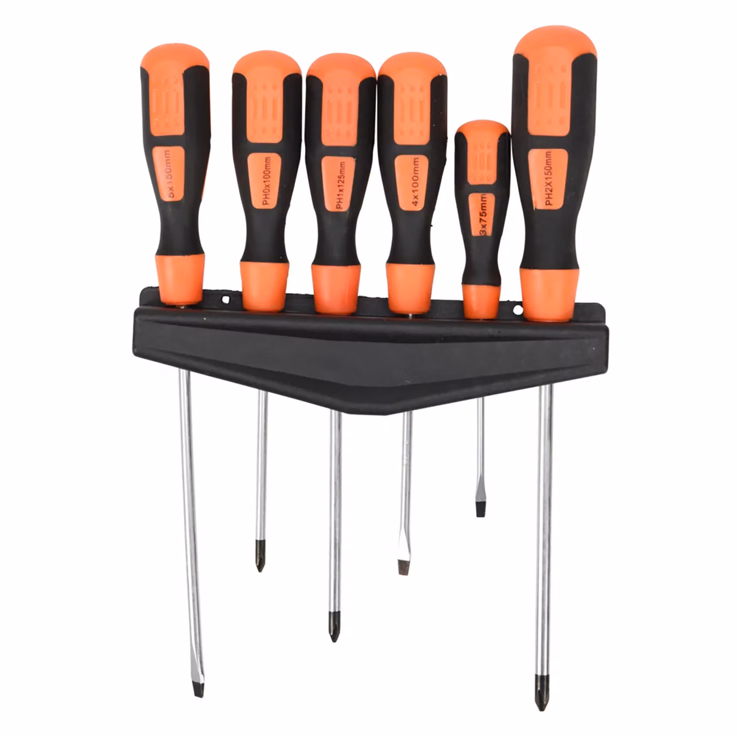 Set di 6 cacciaviti manuali FX TOOLS in acciaio cromo vanadio nero e arancione