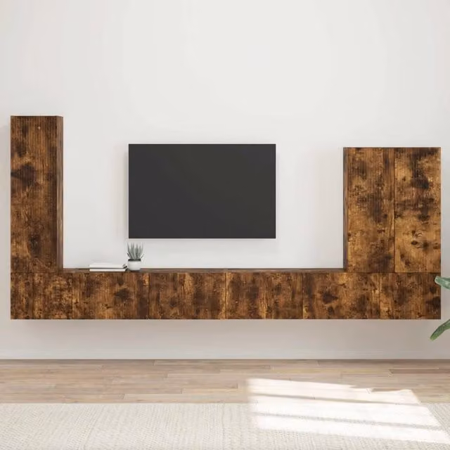 Set di Mobiletto da TV a Parete 6 pz Rovere fumé 3408957