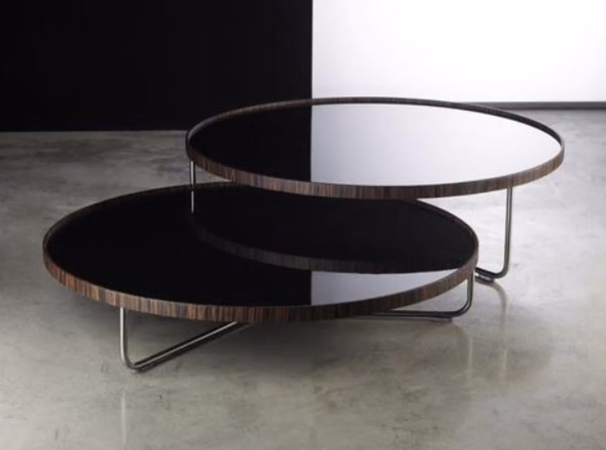 Casa Padrino set di tavolini marrone / argento / nero - 2 tavoli da salotto con piano in vetro - Mobili da salotto