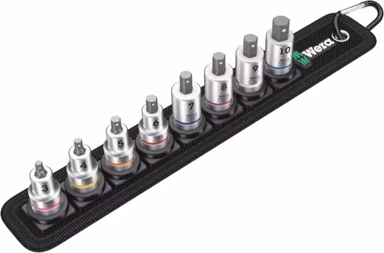 Set di inserti per cacciavite con funzione di bloccaggio, esagono incassato da 3/8", da 3 a 10 mm, 8 pezzi, Wera | 4013288194954