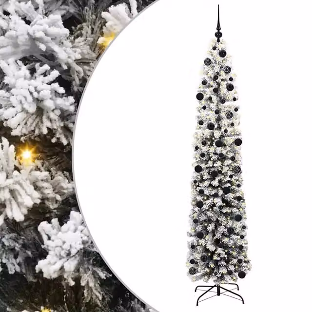 Albero di Natale artificiale moderno verde con 300 LED luce bianca calda, Altezza: 240 cm – 1