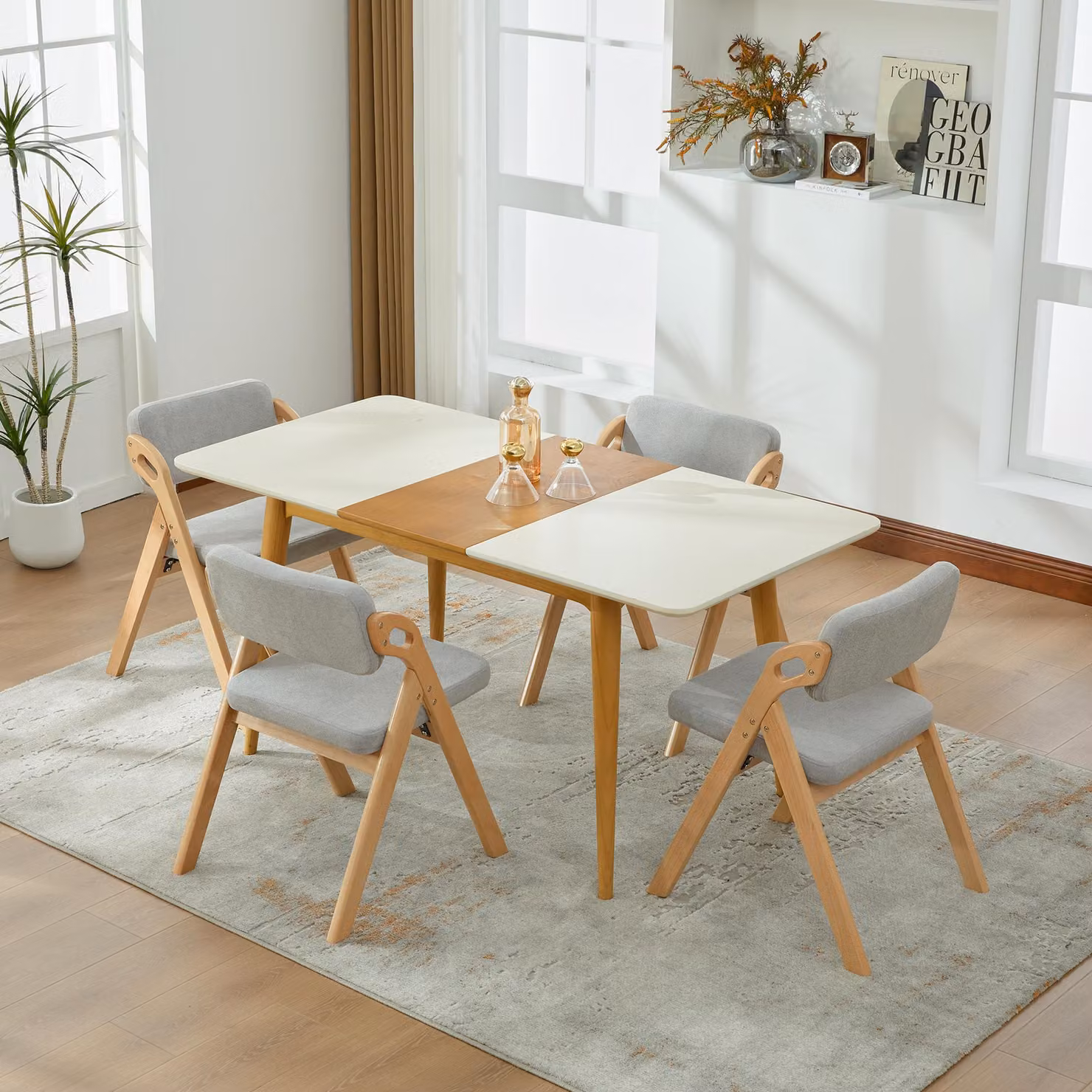 Sedie pieghevoli con seduta imbottita in legno massello (faggio), set di 4 sedie da pranzo impilabili, ideali come sedie aggiuntive per cucina, ufficio, matrimoni, feste, picnic. Gary Gray