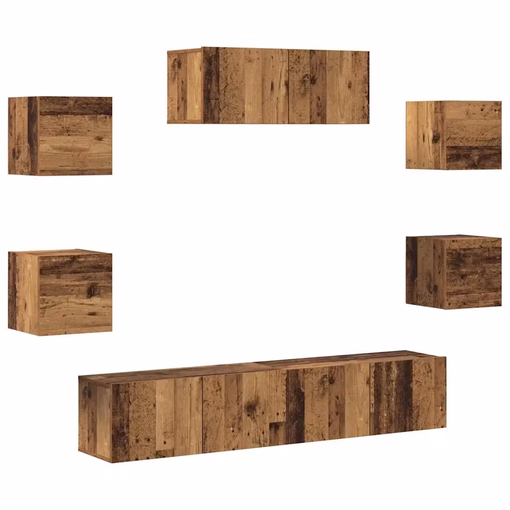 Set di 5 mobili TV vidaXL da appendere a parete in legno color marrone stile classico – 2