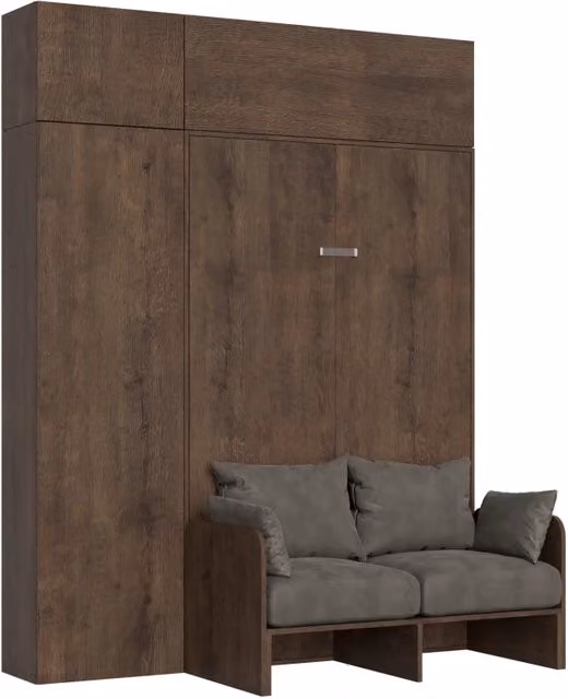 Letto a scomparsa Itamoby Kentaro con divano, colore noce e finitura opaca, dimensioni: 140 x 200 cm – 1