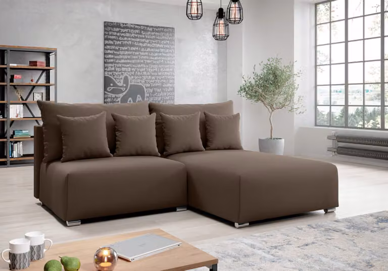 AX LIVING Divano ad angolo con funzione letto Ederra 208 cm di larghezza - marrone R