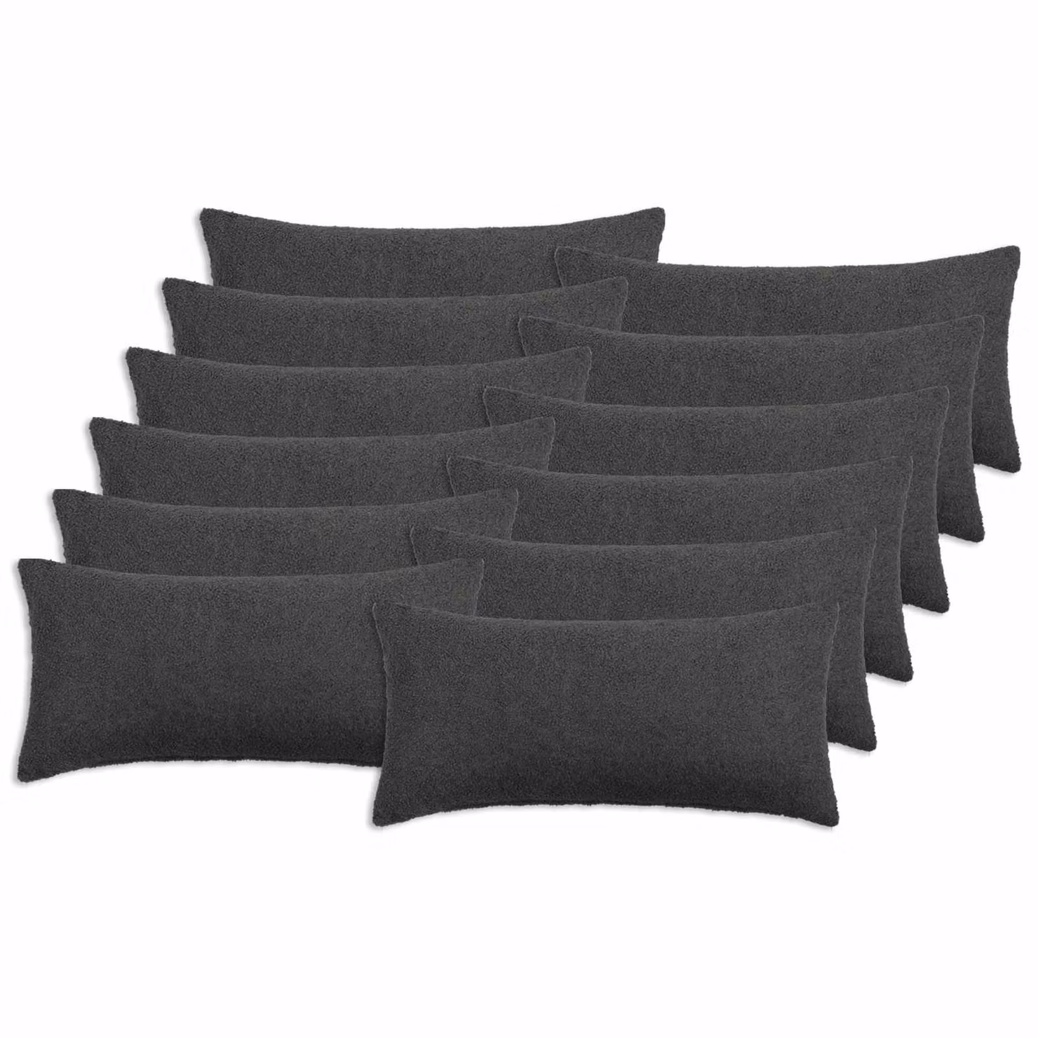 Set di 12 federe vidaXL HEERLEN in tessuto bouclé grigio, L 40 cm x P 80 cm