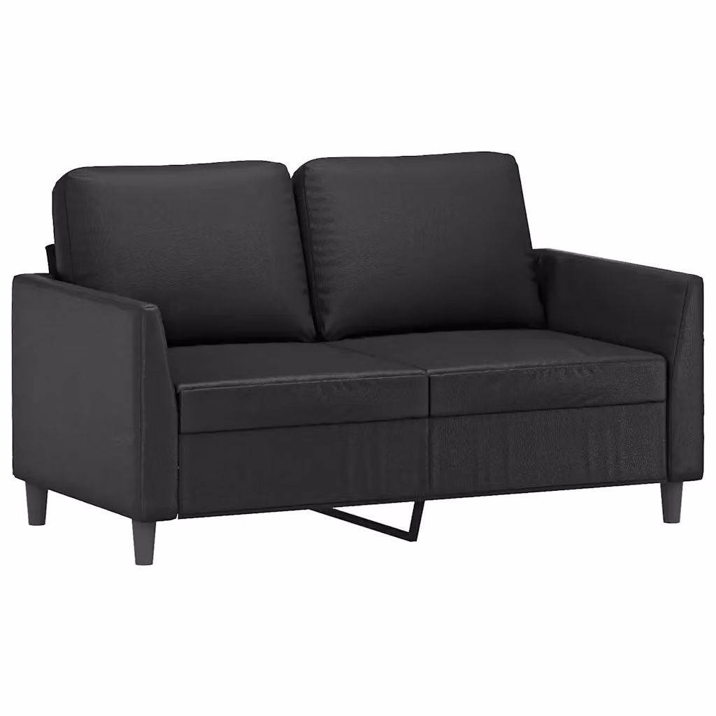 Divano a 2 posti moderno vidaXL in similpelle nera con struttura in metallo per il tuo soggiorno L: 140 cm, P: 80 cm, H: 77 cm – 2