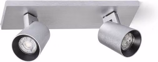 Faretto KENNY II plafoniera e applique in alluminio nero e argento per lampadine GU10 2x35W