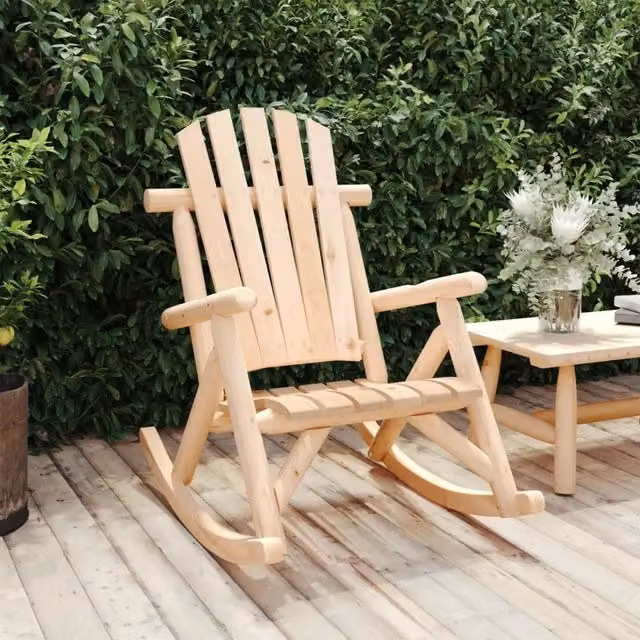 Sedia a dondolo da giardino vidaXL in legno di abete rosso beige L: 69 cm, P: 96 cm, H: 101 cm – 1