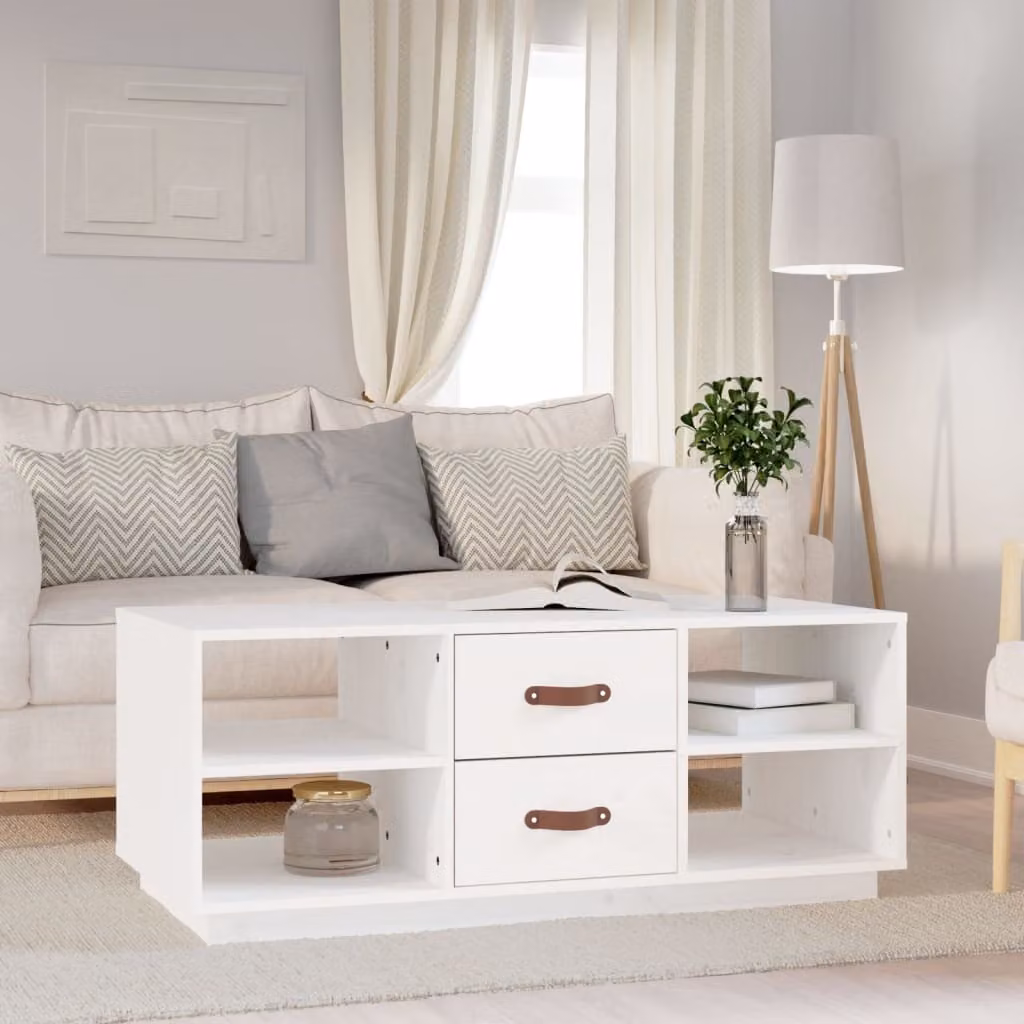 Maison Exclusive - Tavolino bianco 100x50x41 cm in legno massello di pino