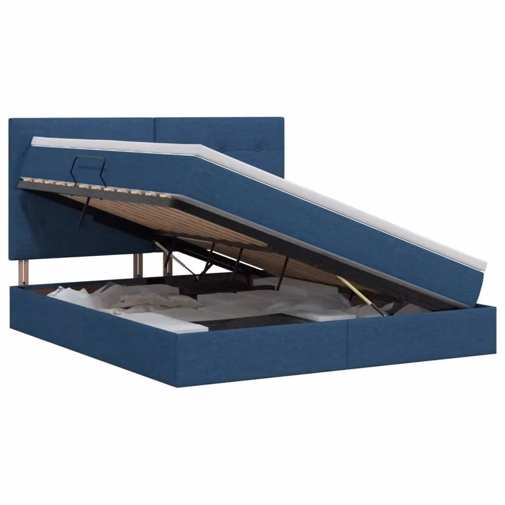 Letto con contenitore moderno vidaXL in tessuto blu L 180 x P 200 x H 140 cm – 2