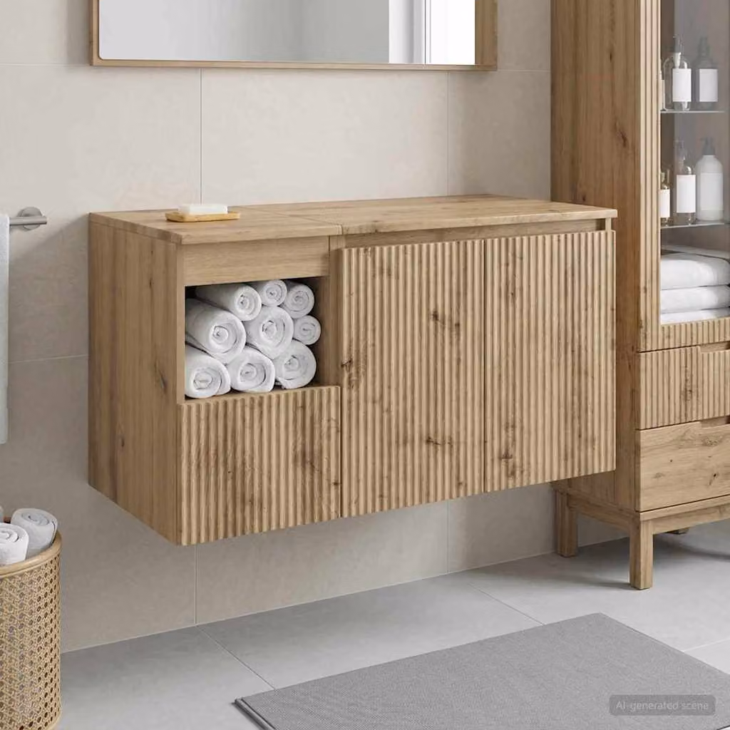 Set di mobili per il bagno moderno vidaXL composto da mobile lavabo e pensile in legno marrone L/P/H: 62,5 x 44,5 x 50,0 cm