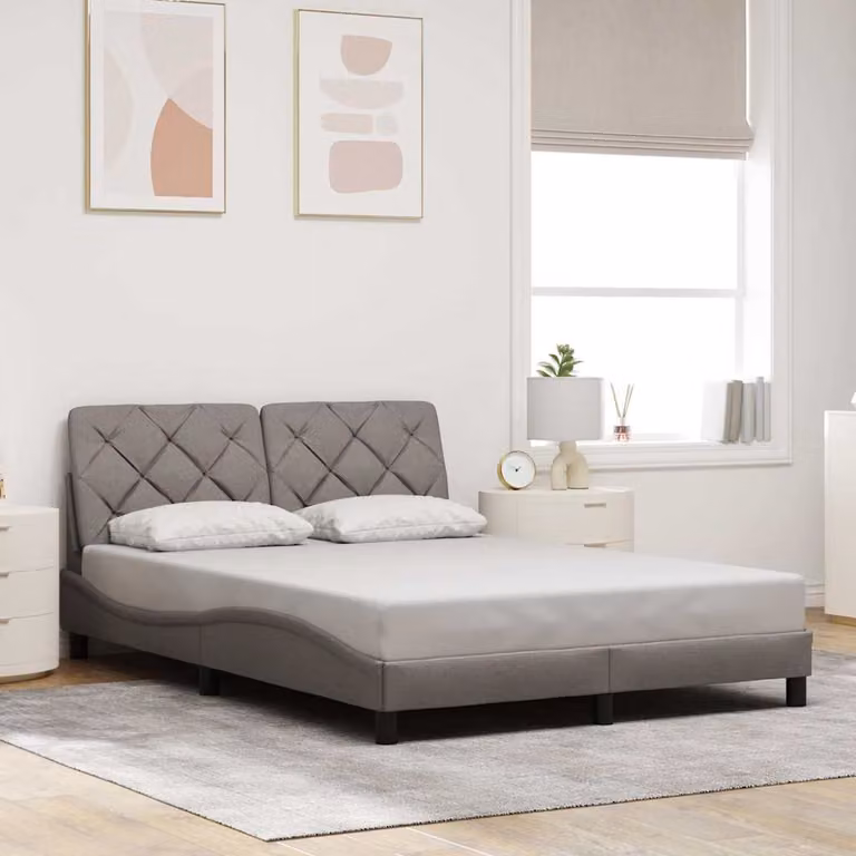 vidaXL Giroletto senza Materasso Moderno in Tessuto Tortora L/P/H: 120 x 200 cm