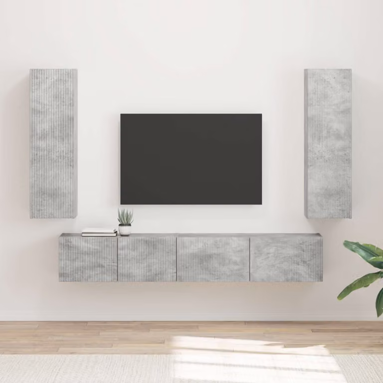 Set mobile TV moderno vidaXL in 3 pezzi, Grigio, Legno e MDF