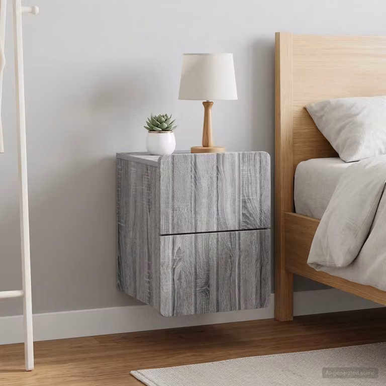 Set di 2 comodini sospesi vidaXL in stile moderno, colore Grigio, L 33 cm x P 34,5 cm x H 43 cm