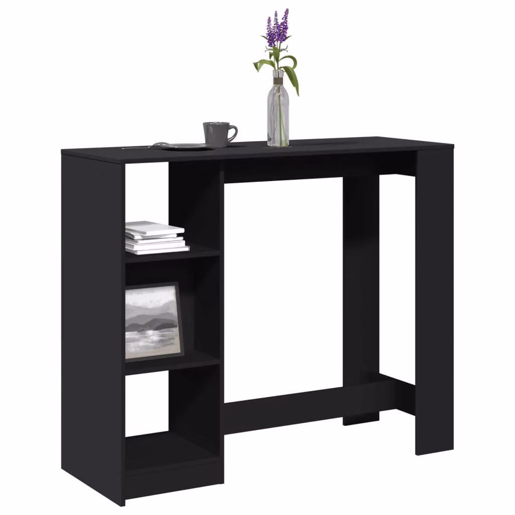 vidaXL Tavolo Bar Moderno con Ripiano in Legno Multistrato Nero L: 124 cm, P: 46 cm, H: 103,5 cm
