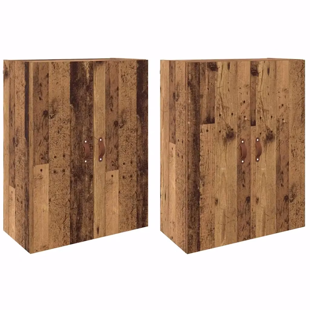 Set di 2 Mobiletti a muro vidaXL in legno vecchio marrone L: 69,5 cm, P: 34 cm, H: 90 cm – 2