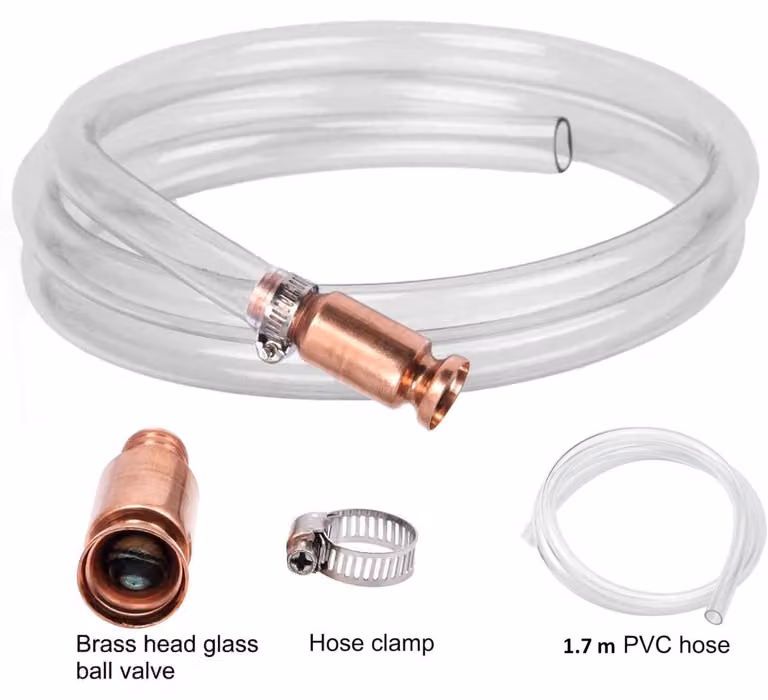 Tubo autoadescante con valvola da 12 mm, 1,7 m, pompa a sifone manuale per carburante e liquidi.