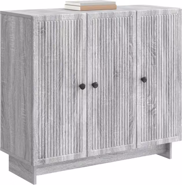 Credenza moderna in legno ingegnerizzato Grigio Sonoma per soggiorno e sala da pranzo L/P/H: 89 x 34,5 x 80 cm