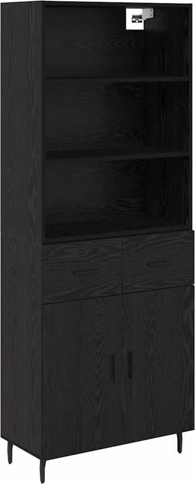 Credenza con cassetto Rovere Nero 69,5 x 34 x 180 cm