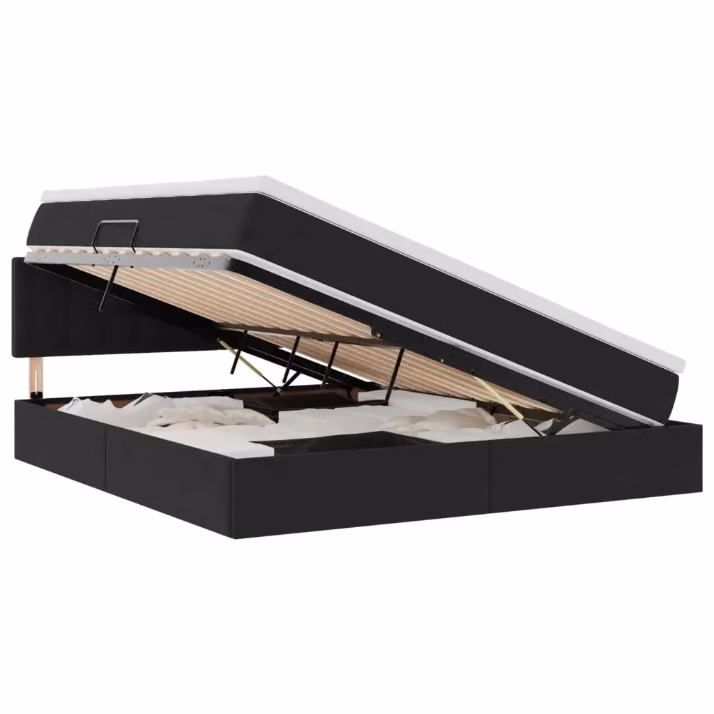 Letto con contenitore e illuminazione LED vidaXL in velluto nero L 180 x P 200 cm – 2