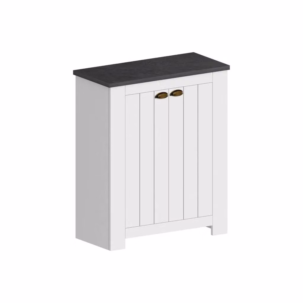 Scarpiera Moderna DMORA con Ante a Battente in MDF, Disponibile in Grigio o Bianco, L: 84 cm, P: 42 cm, H: 100 cm – 2