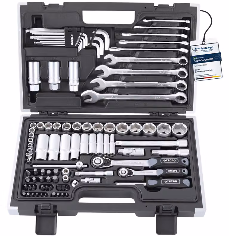 Set di chiavi a bussola TECPO, 92 pezzi, 1/4+3/8", pollici