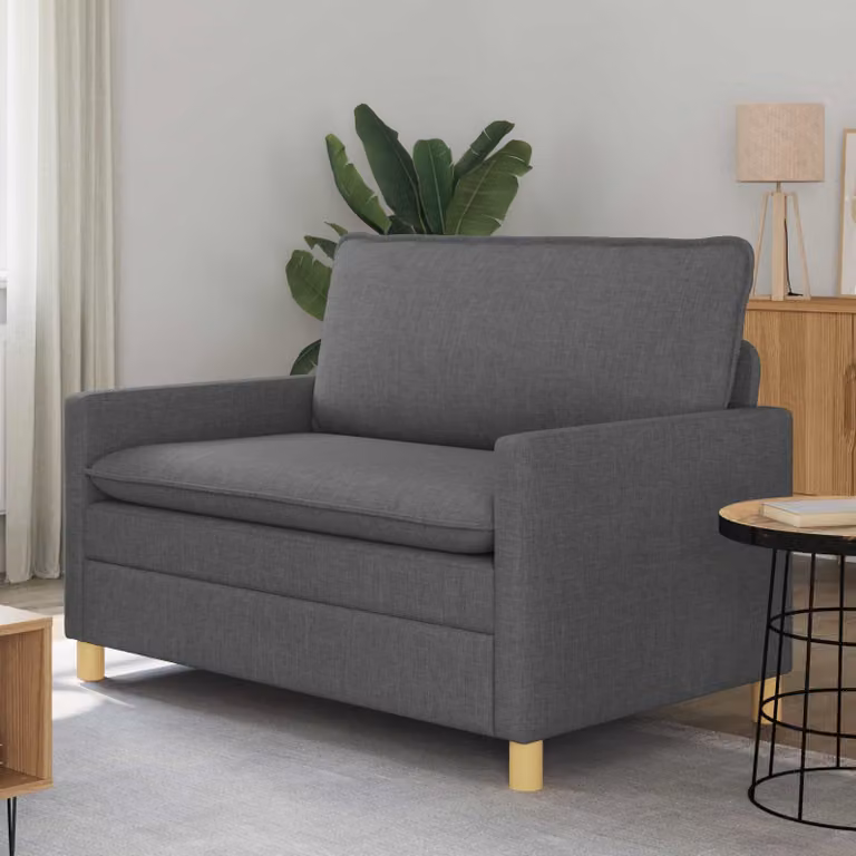 Divano 2 posti vidaXL in tessuto grigio con struttura in metallo L: 126 cm, P: 81 cm, H: 87,5 cm