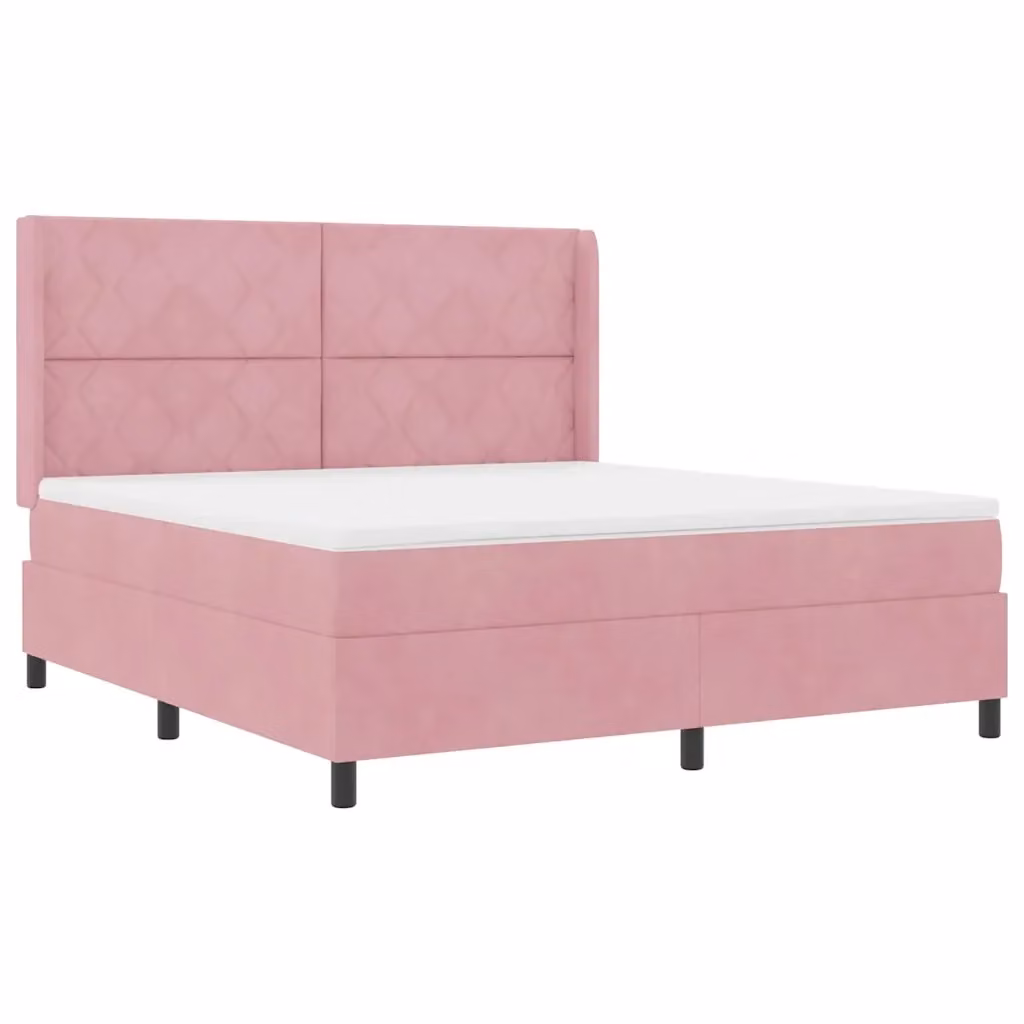 Letto a molle moderno vidaXL in velluto rosa con strisce LED e porte USB, L/P: 180 x 200 cm – 2