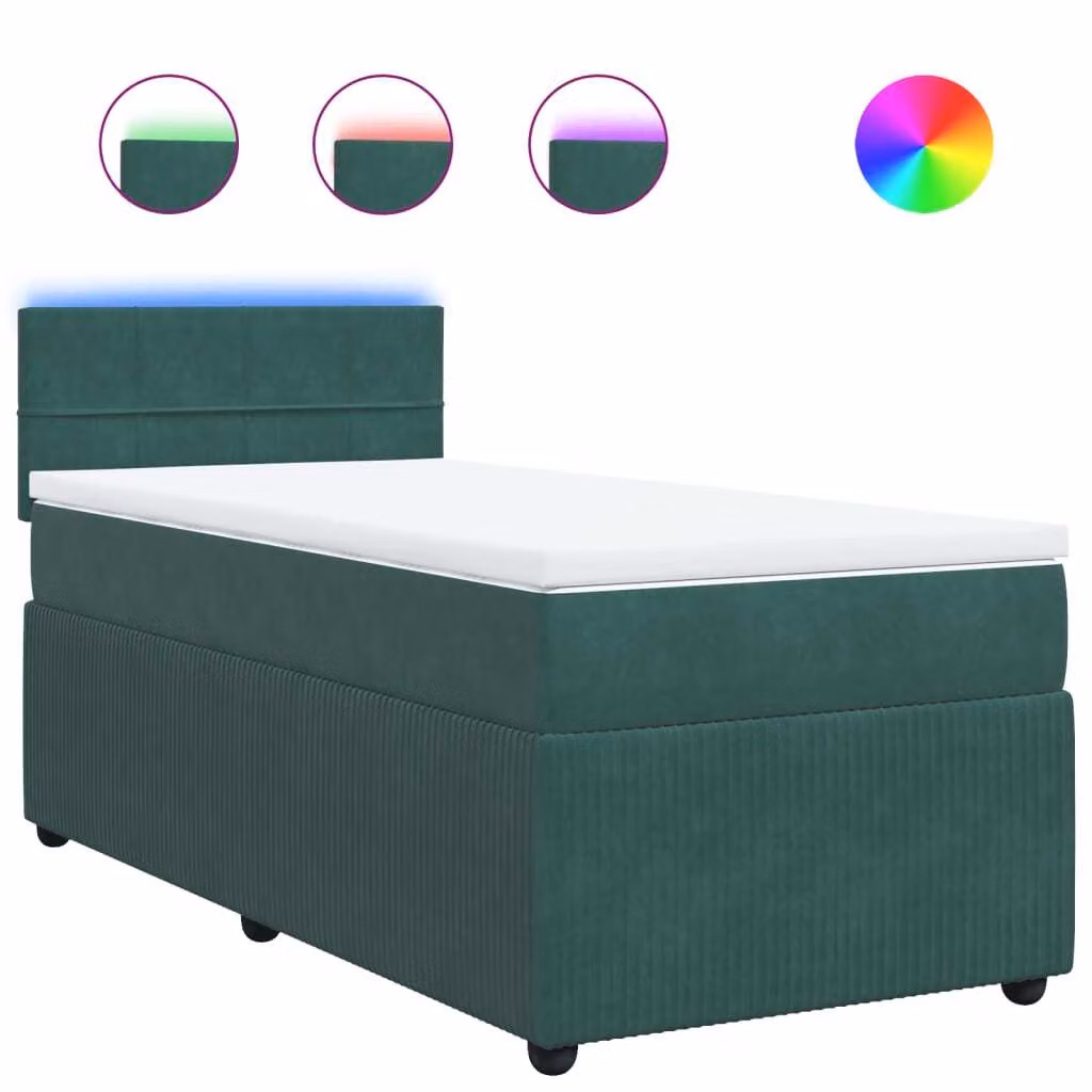 Giroletto a Molle con Materasso Verde Scuro 80x200 cm Velluto