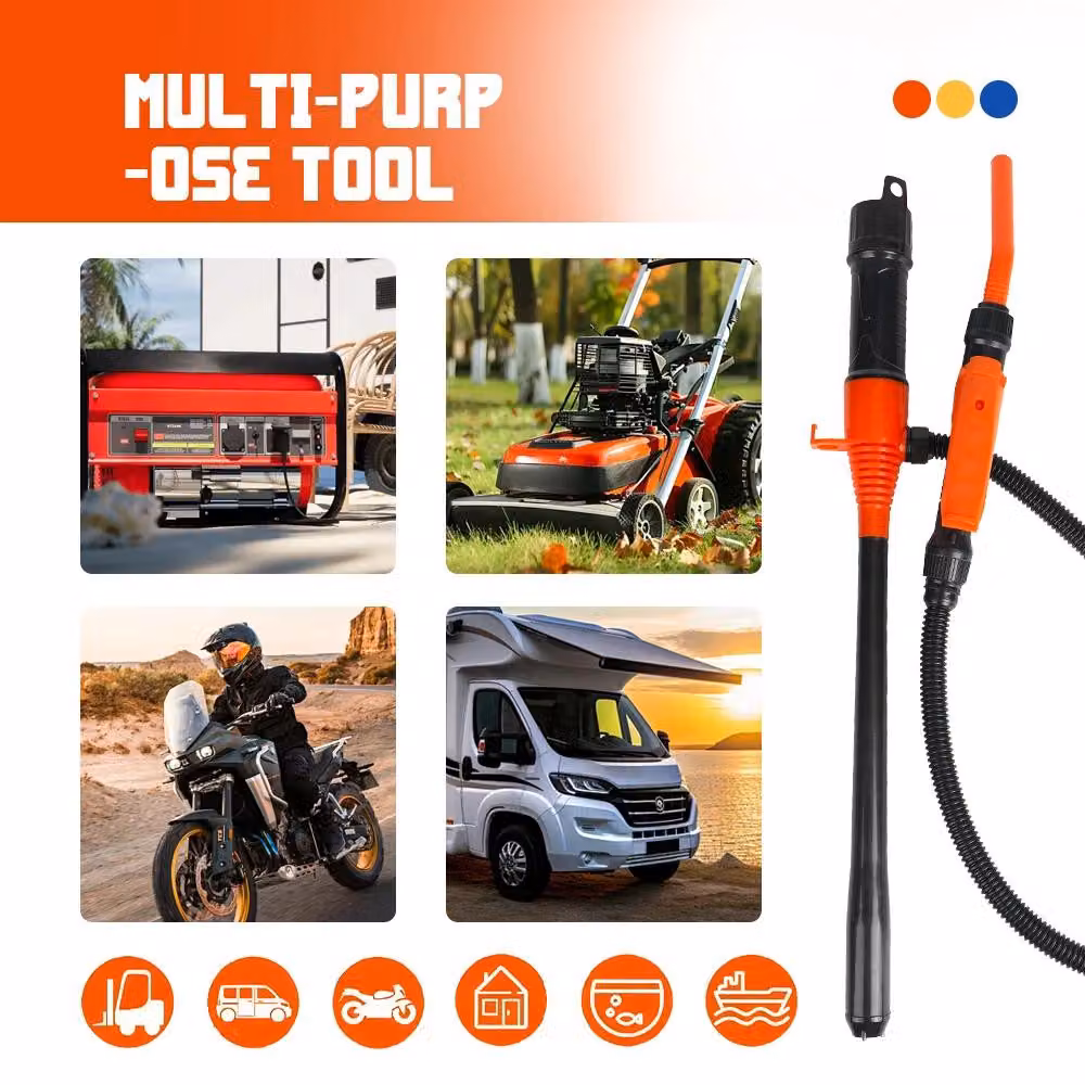 Pompa per liquidi - Pompa per il trasferimento di liquidi - Tubo extra lungo - Ugello con controllo del flusso - Adatta per acqua, diesel, carburante e detergenti