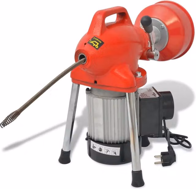 Macchina per Pulire le Tubazioni vidaXL 250 W, Rosso e Nero, L: 12,5 m, Diametro: 16 mm e 9,5 mm – 1
