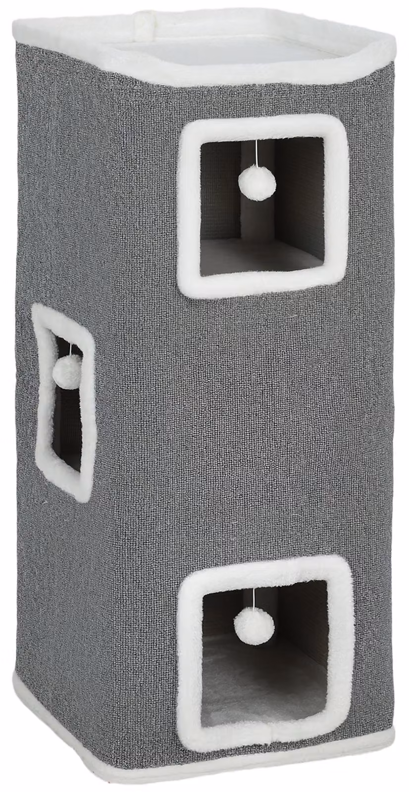 Albero per gatti con 3 rifugi e palline giocattolo | Colore: Grigio | Dimensioni: 41x41x100 cm