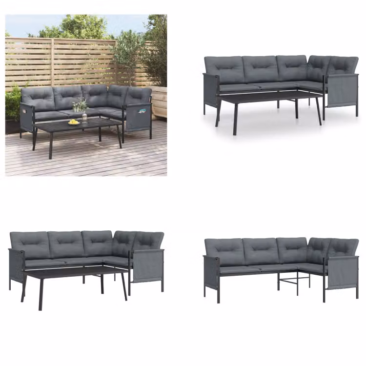 vidaXL set salotto da giardino 2 pezzi in acciaio antracite - set salotto da giardino - set salotto da giardino - set mobili da giardino
