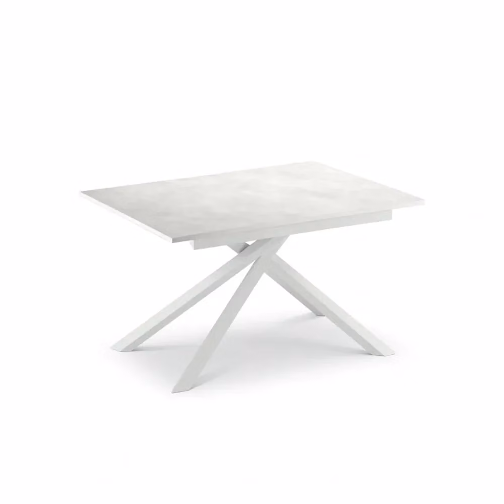 Tavolo da pranzo allungabile Pluto Duzzle effetto cemento bianco, L: 140-190 cm, P: 90 cm, H: 76 cm – 2