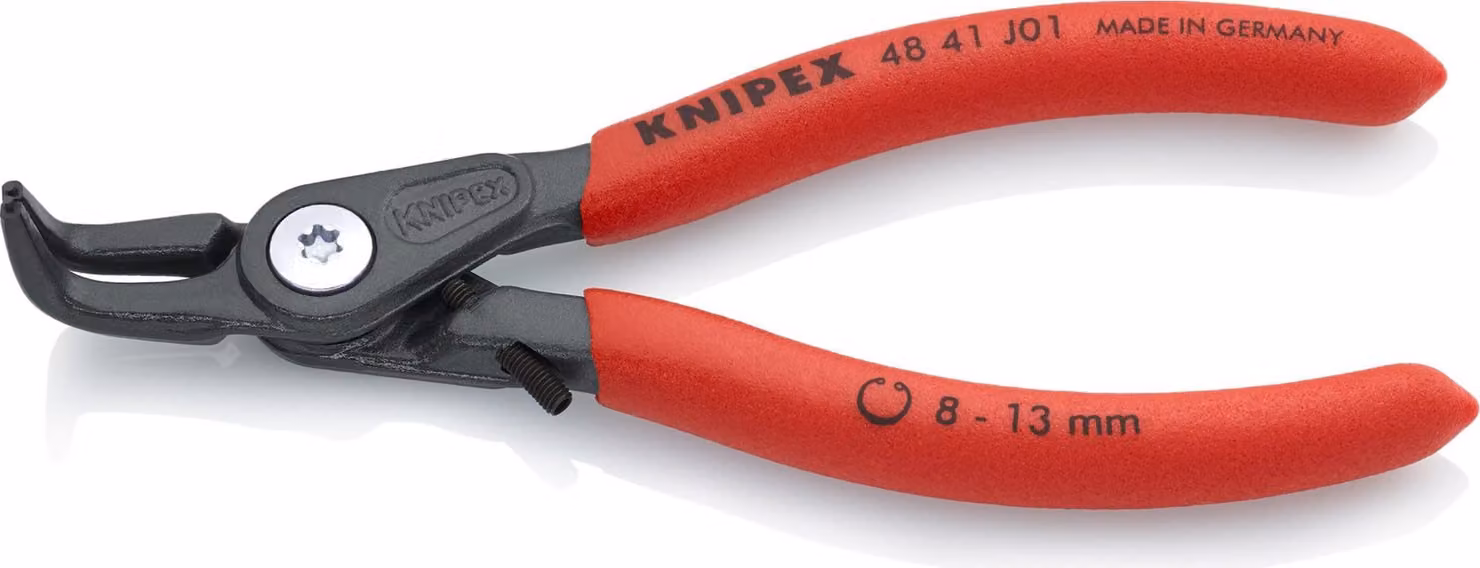KNIPEX 48 41 J01 Pinza di precisione per anelli interni in fori forati rivestiti in plastica antiscivolo grigio atramentata 130 mm